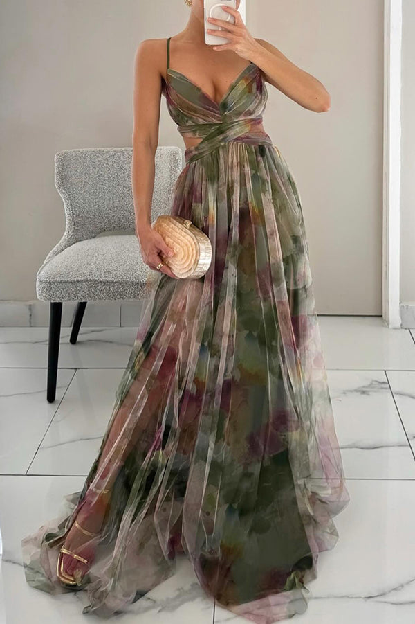 Cindy | Floral Print Maxi Wedding Guest Dress