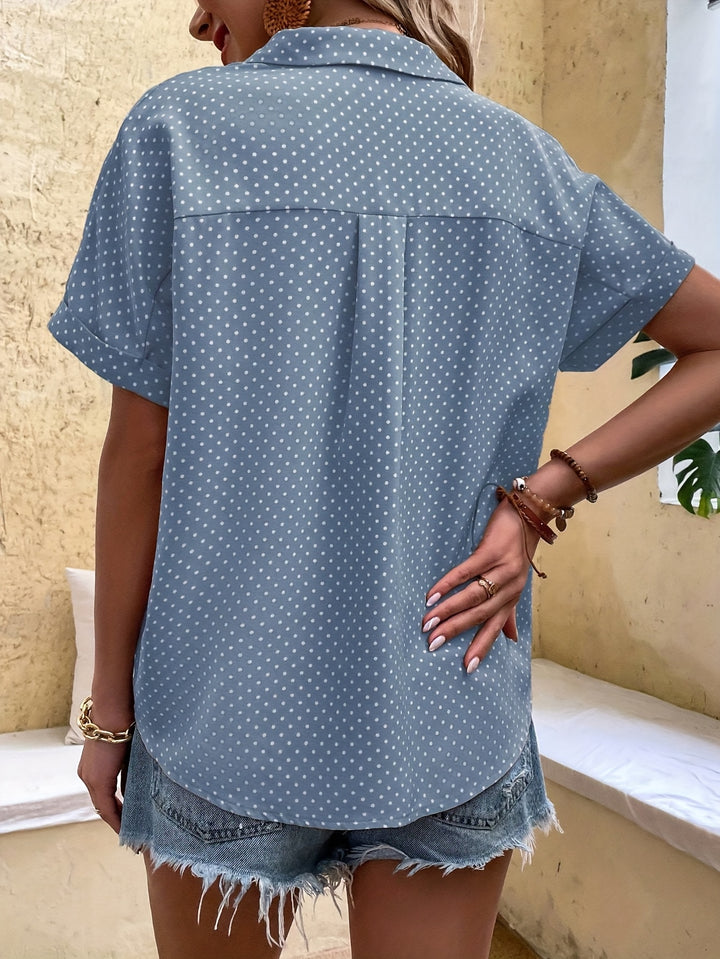CLAIRE™ - Classic Polka Dot Button Blouse