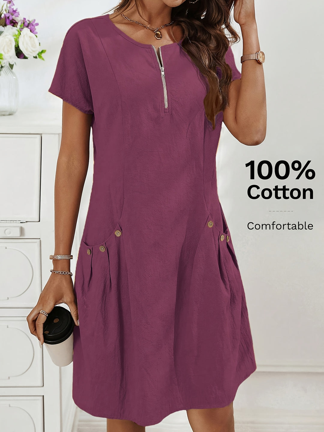 Amara™ | Button Detail Dress