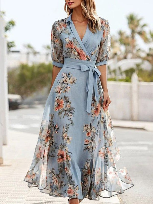 Stacey | V-Neck Midi Wedding Guest Dress