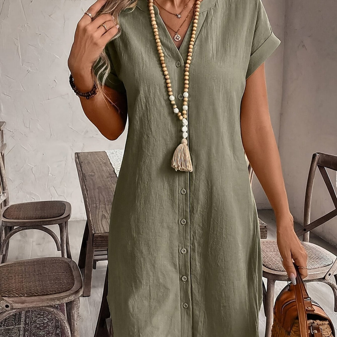 Chloe™ |V-Neck Button Dress
