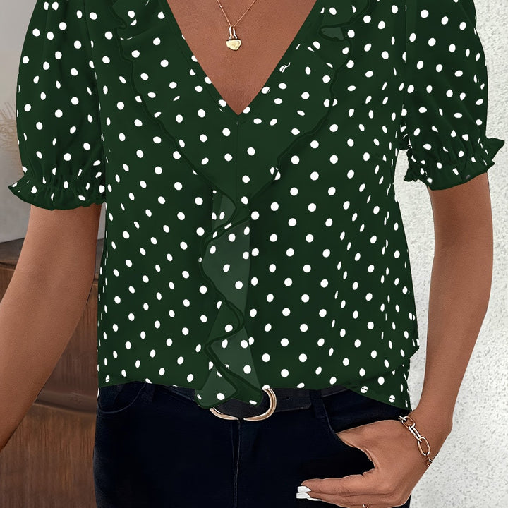 LILA – Lace Color Block Bubble Sleeve Blouse