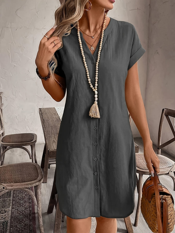 Chloe™ |V-Neck Button Dress