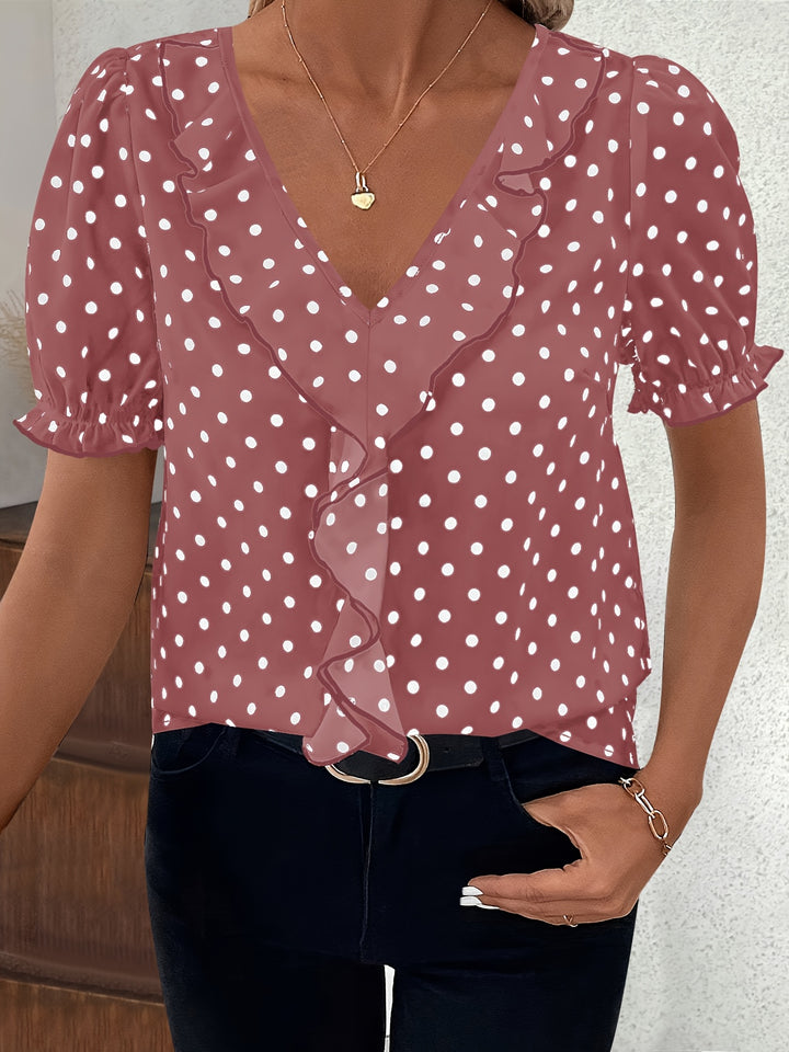LILA – Lace Color Block Bubble Sleeve Blouse