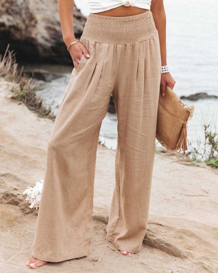 Zayrah | Linen Wide-Leg Beach Pants