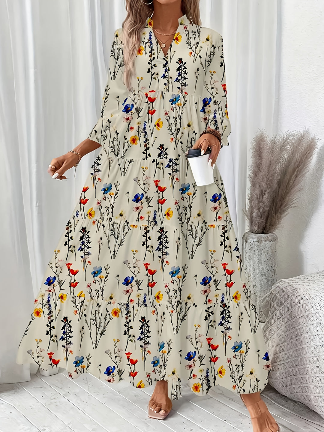 Ines™ - Floral Frill Pleated Dress