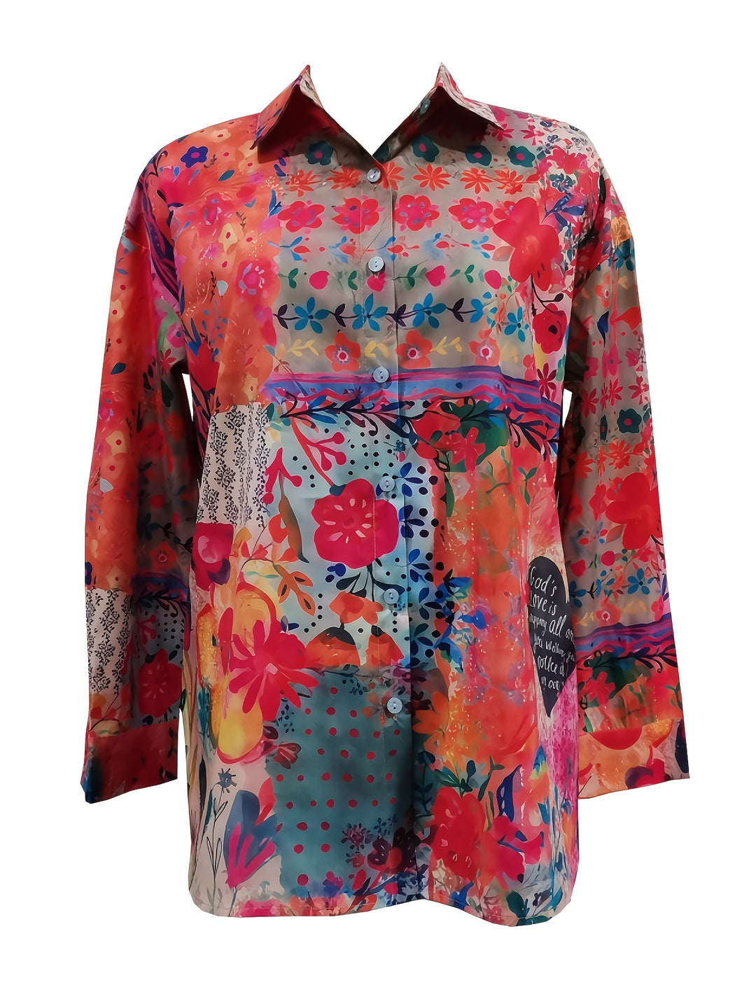 Blossom | Floral Collared Long Sleeve Loose Shirt