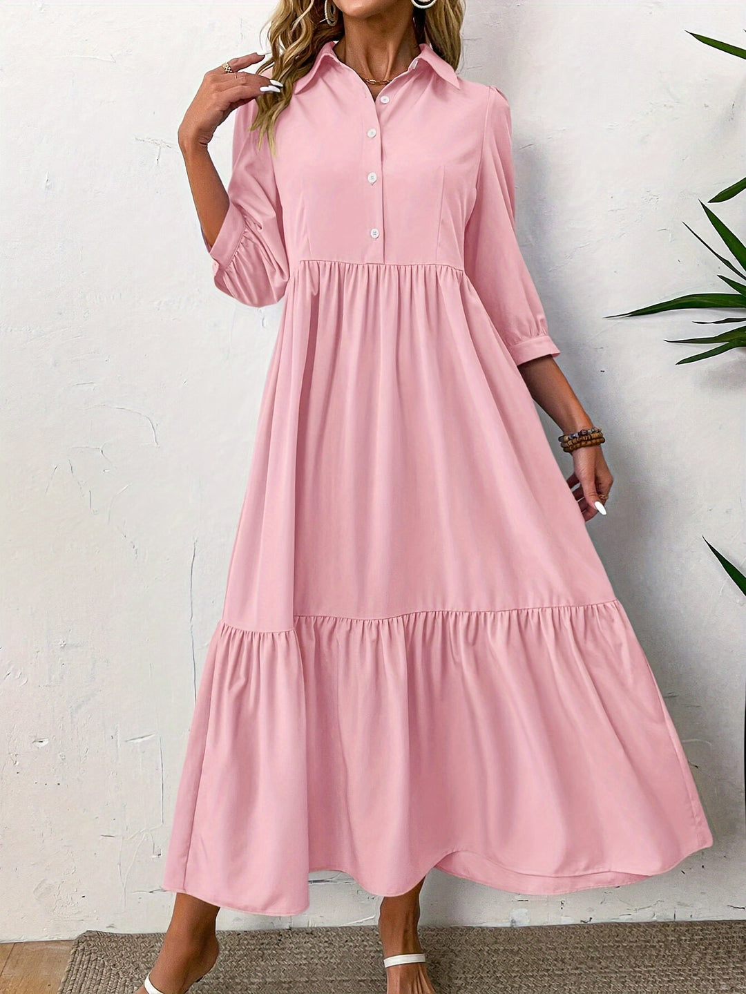 Daerling™ | Ruffled Shirt Dress