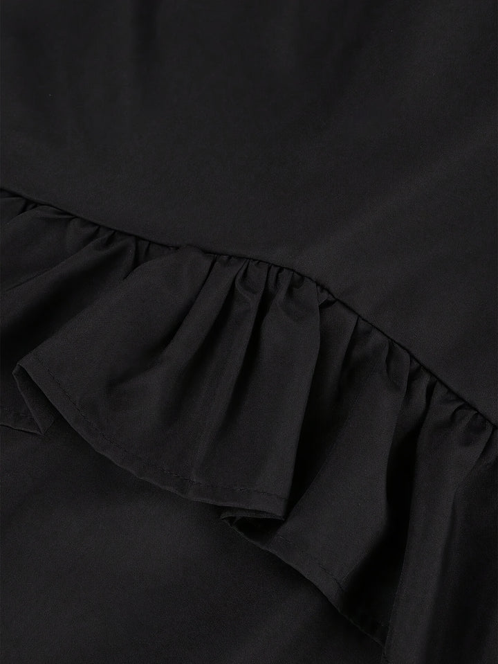 LILLIAN – Ruffled Tie-Neck Shirt