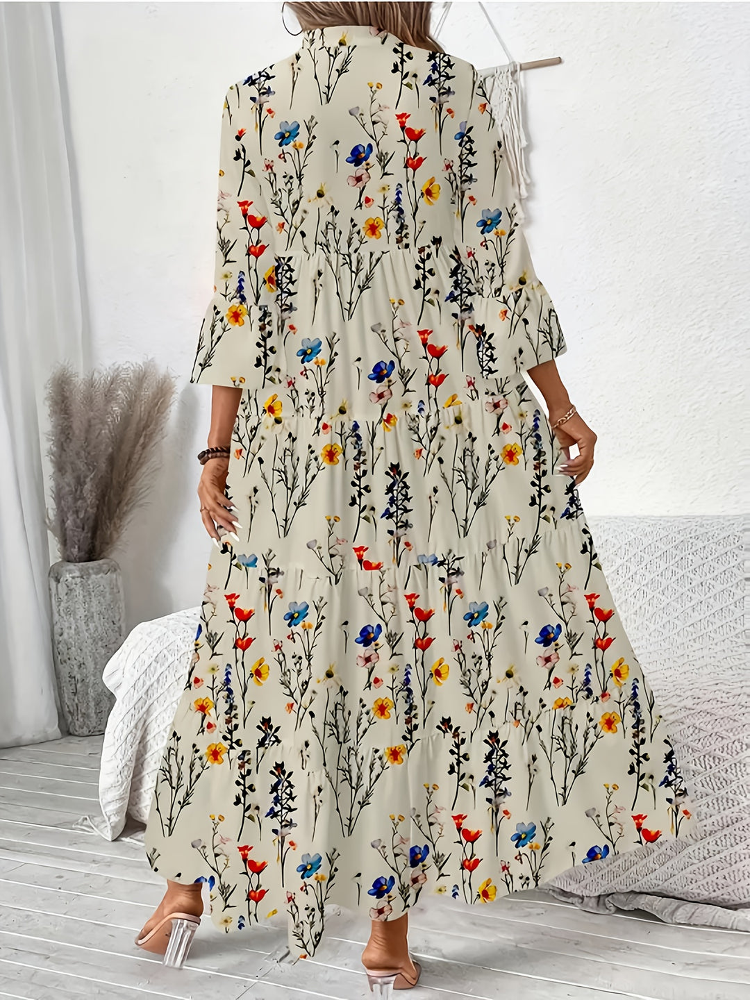 Ines™ - Floral Frill Pleated Dress