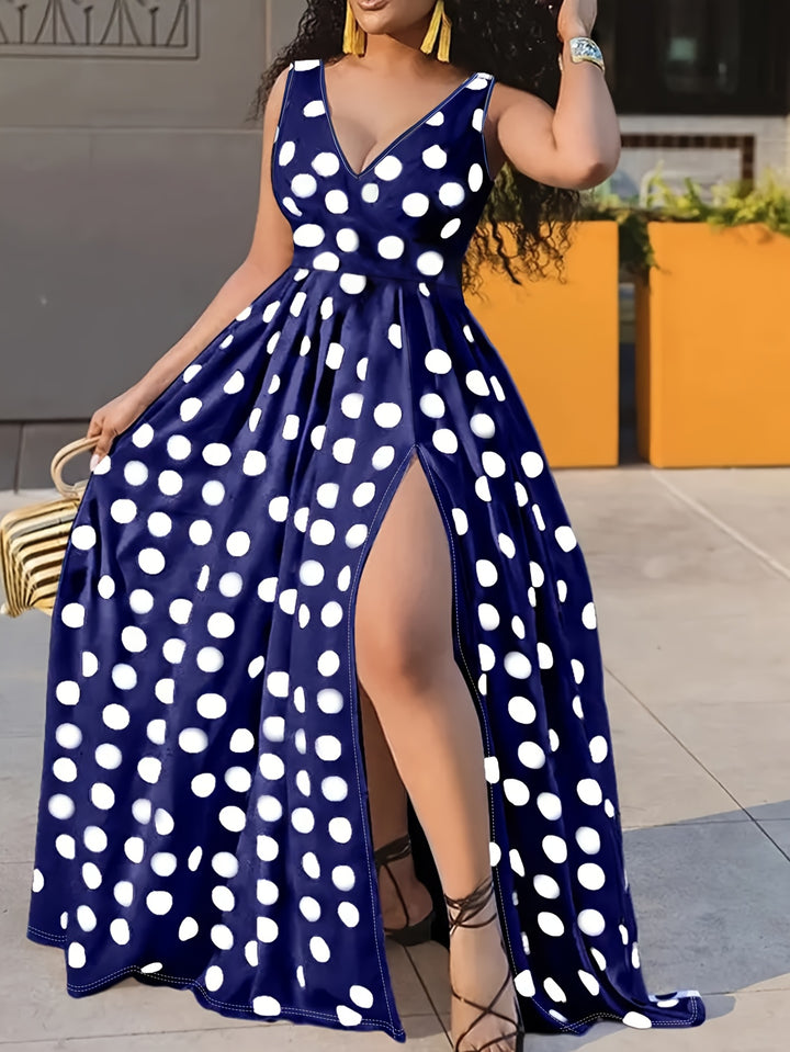 SCARLETT™ - Elegant Polka Dot Maxi Split Dress