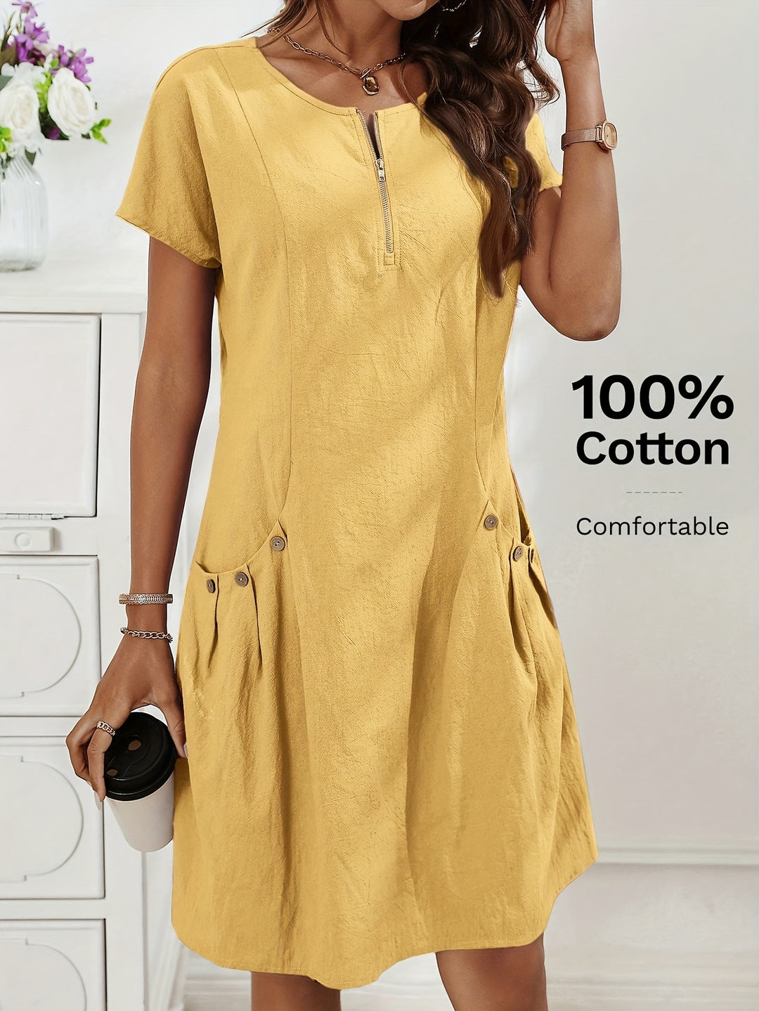 Amara™ | Button Detail Dress