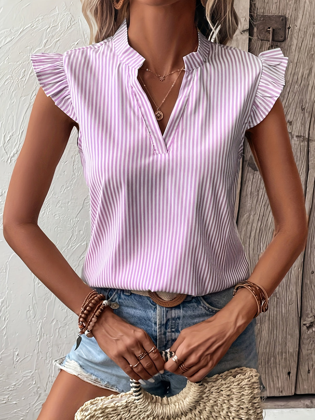 Gia™ | V-Neck Striped Shirt