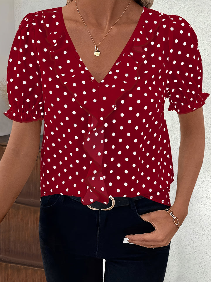 LILA – Lace Color Block Bubble Sleeve Blouse