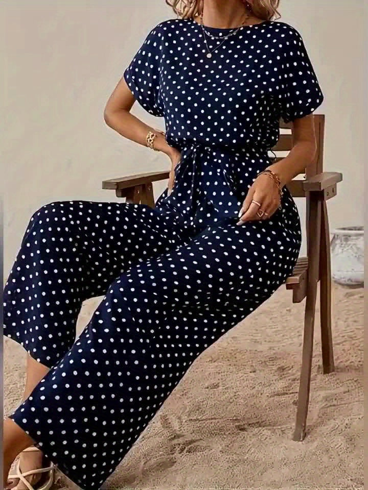 AUDREY – Royal Blue Tie-Waist Jumpsuit