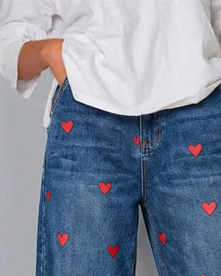 Serena - Jeans with Playful Hearts