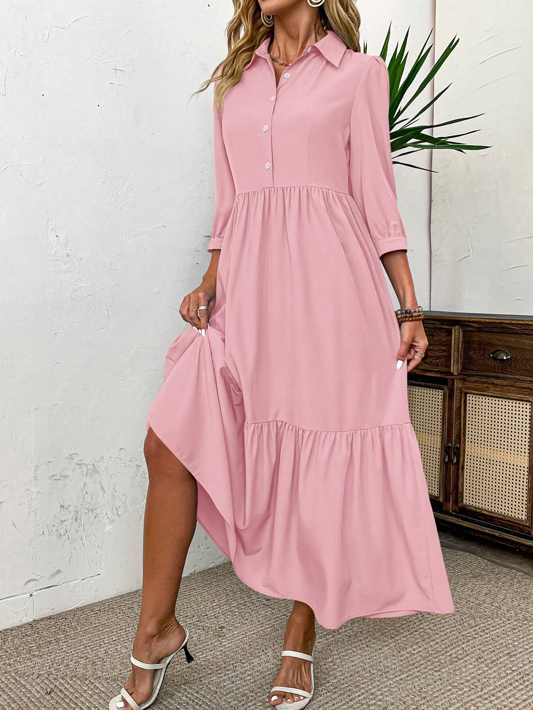 Daerling™ | Ruffled Shirt Dress