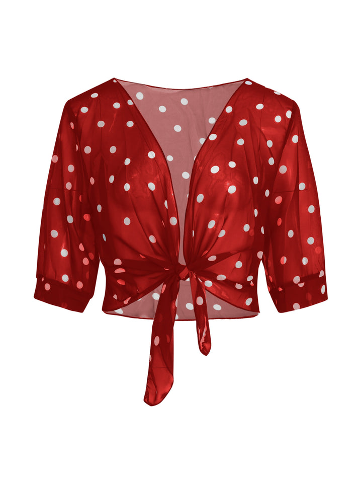 SOPHIA™ - Elegant Polka Dot Tie Blouse