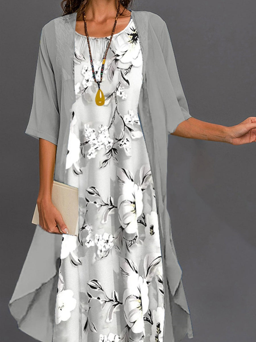 Giselle | Floral Jacket Midi Dress Two-Piece Set