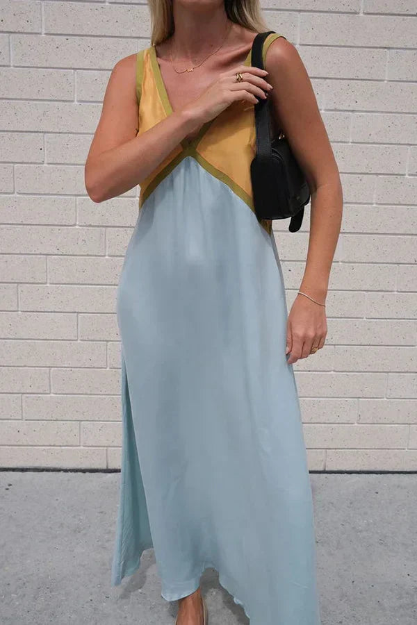 Valeria | V-Neck Colorblock Wedding Guest Dress