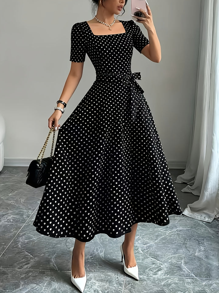 CHARLOTTE™ - Elegant Polka Dot Midi Dress