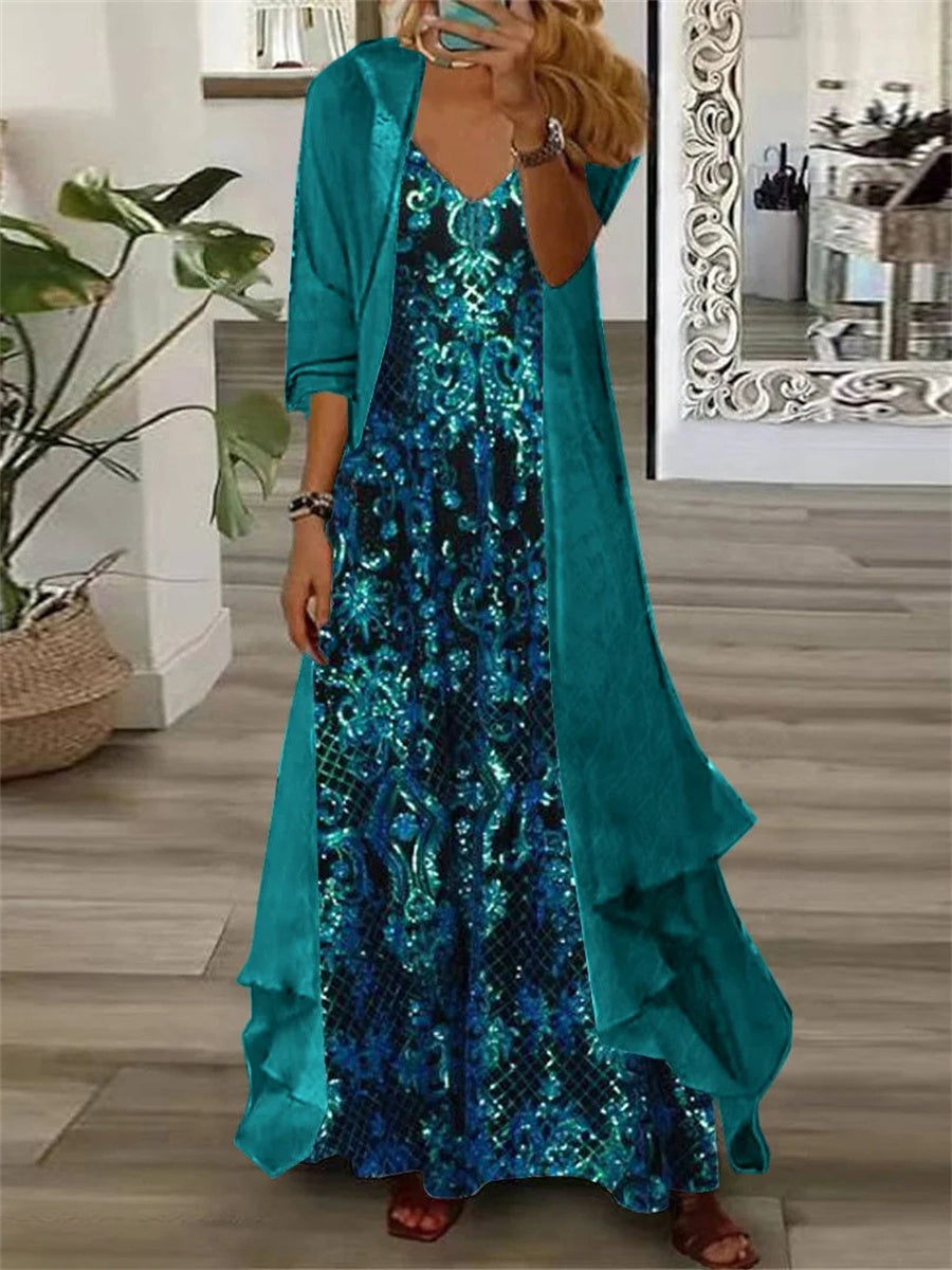 Sienna | Printed Maxi Dress & Cardigan Set