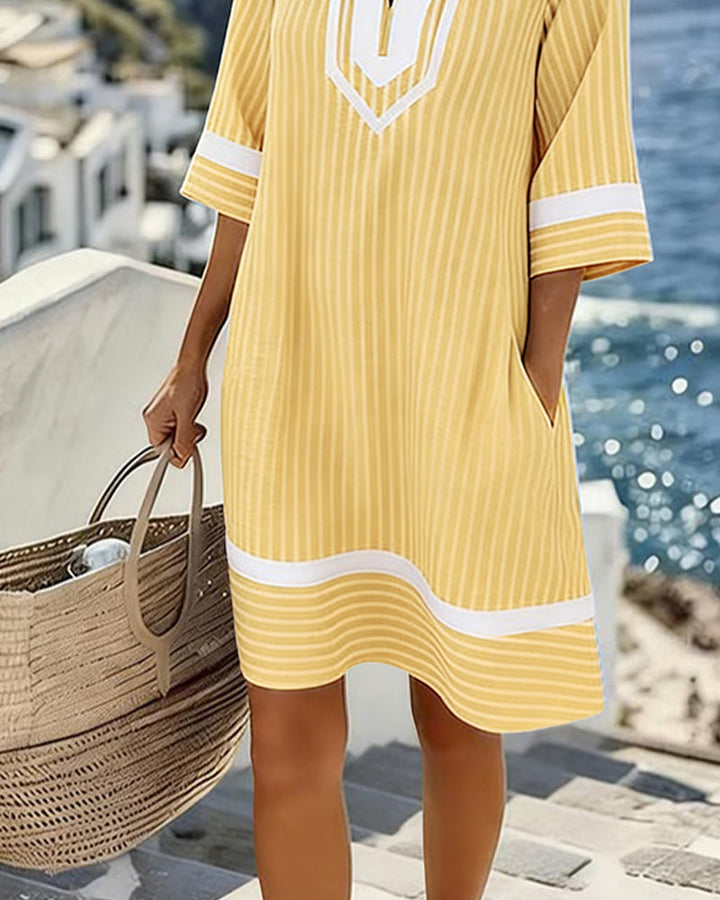Klara™ | Lightweight striped dress with a V-neck