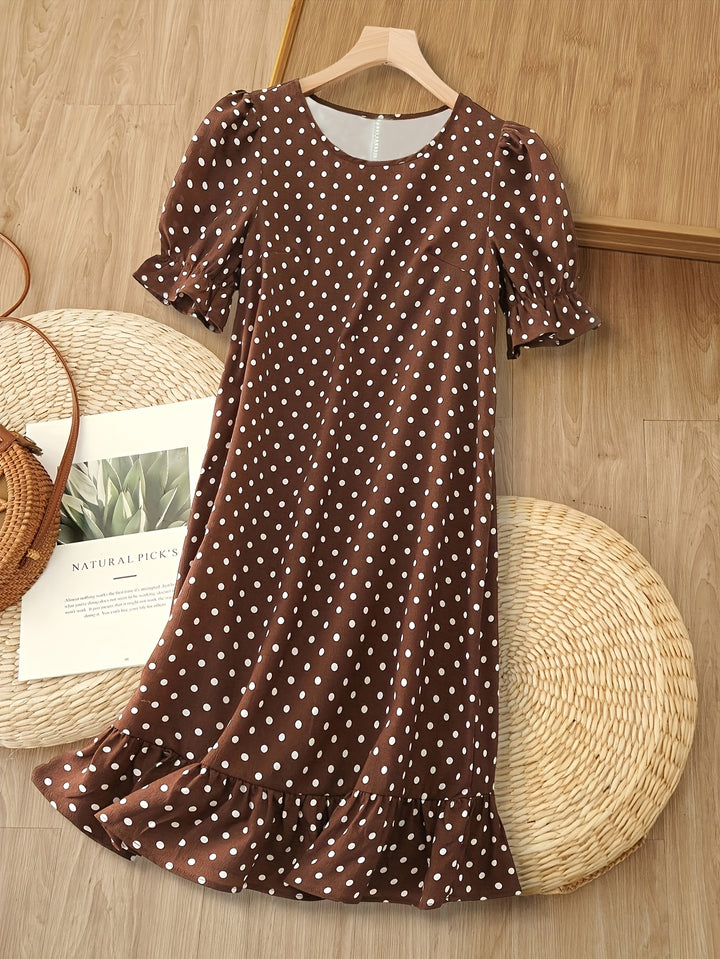 ELIZA – Round Neck Polka Dot Dress