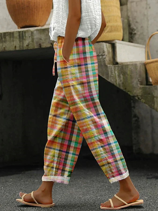 Noëlle | Linen Plaid Pants