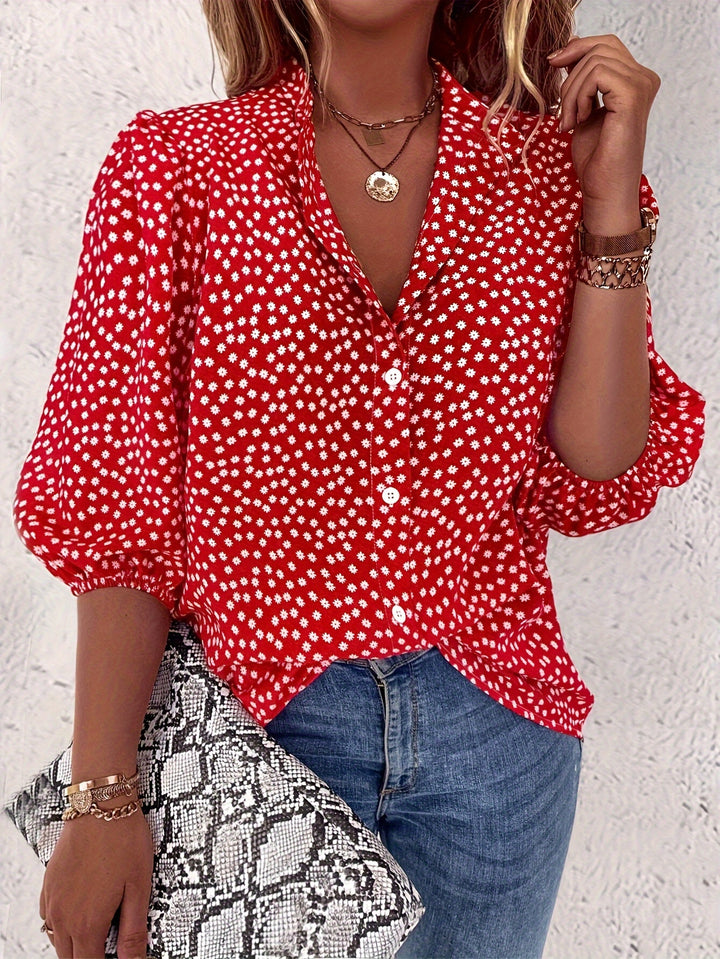 MADISON™ - Elegant Polka Dot Button Blouse