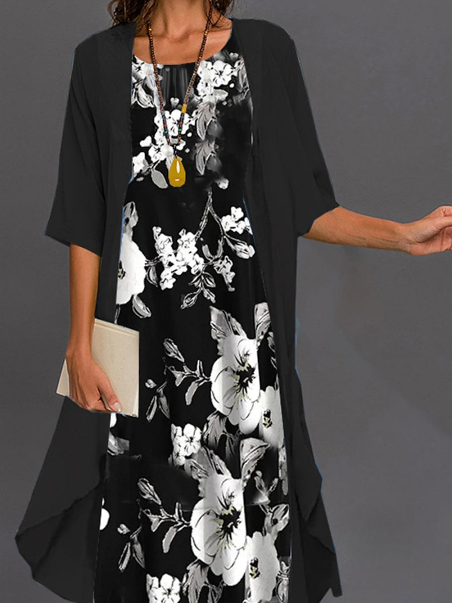 Giselle | Floral Jacket Midi Dress Two-Piece Set