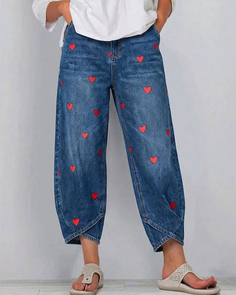 Serena - Jeans with Playful Hearts