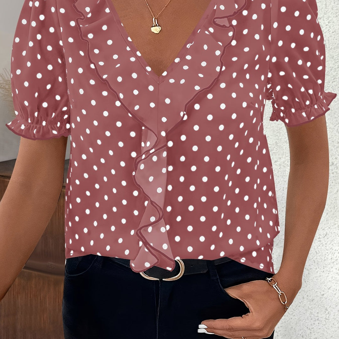 LILA – Lace Color Block Bubble Sleeve Blouse