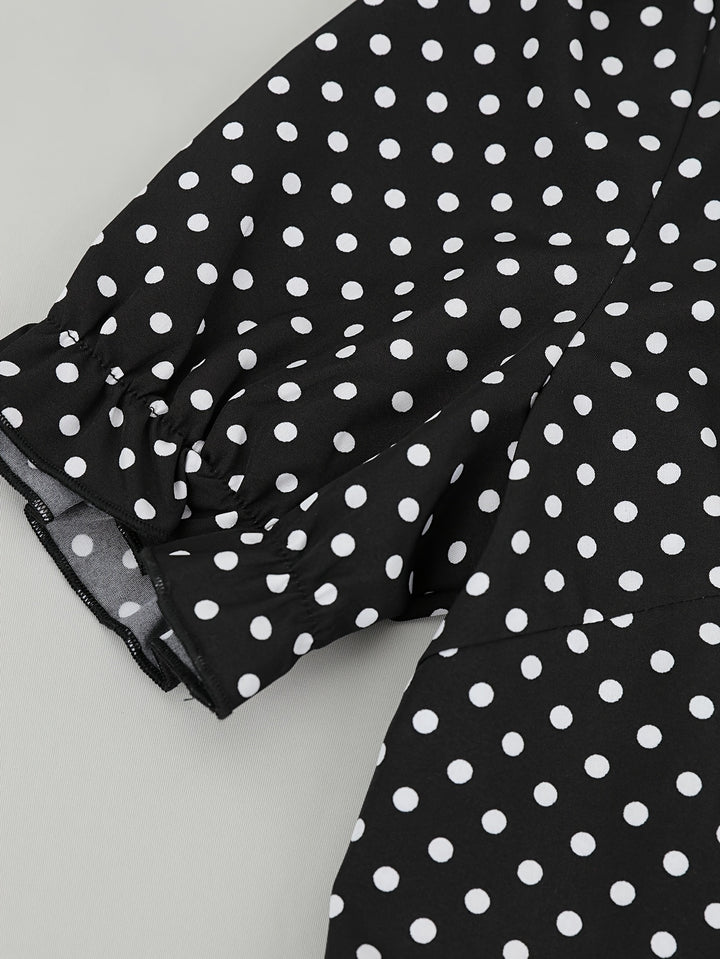VIVIENNE™ - Elegant Polka Dot Wrap Midi Dress