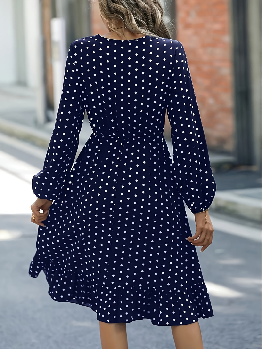GABRIELLE™ - Elegant Polka Dot Flowing Midi Dress