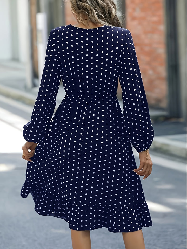 GABRIELLE™ - Elegant Polka Dot Flowing Midi Dress