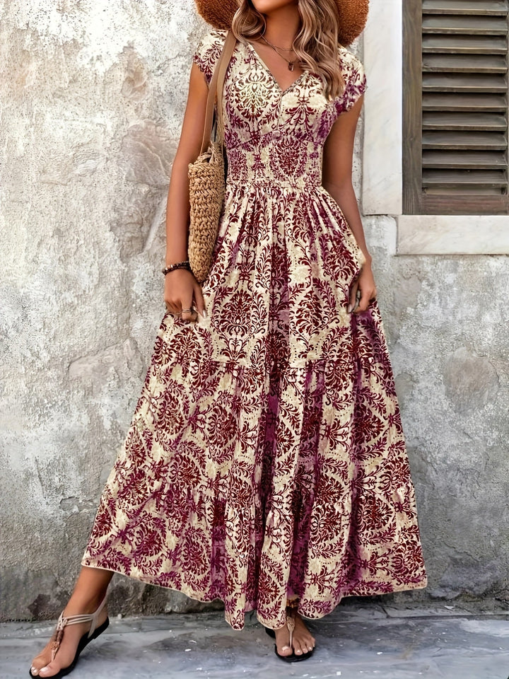 Seraphina – Boho V-Neck Maxi Dress