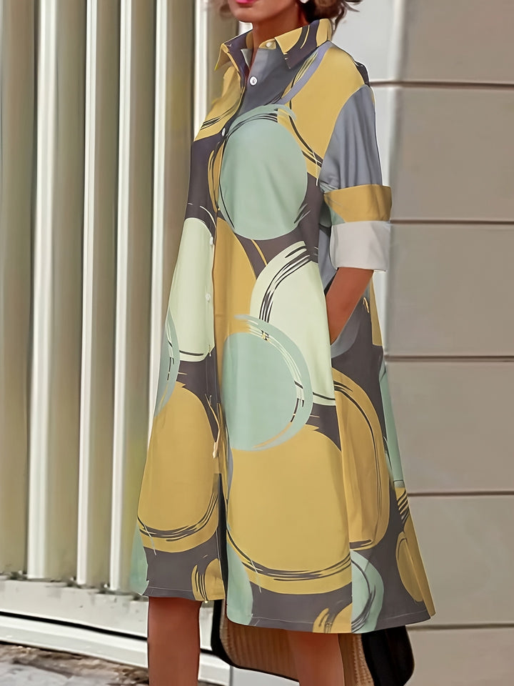 Marvella™ - Modern Print Shirt Dress
