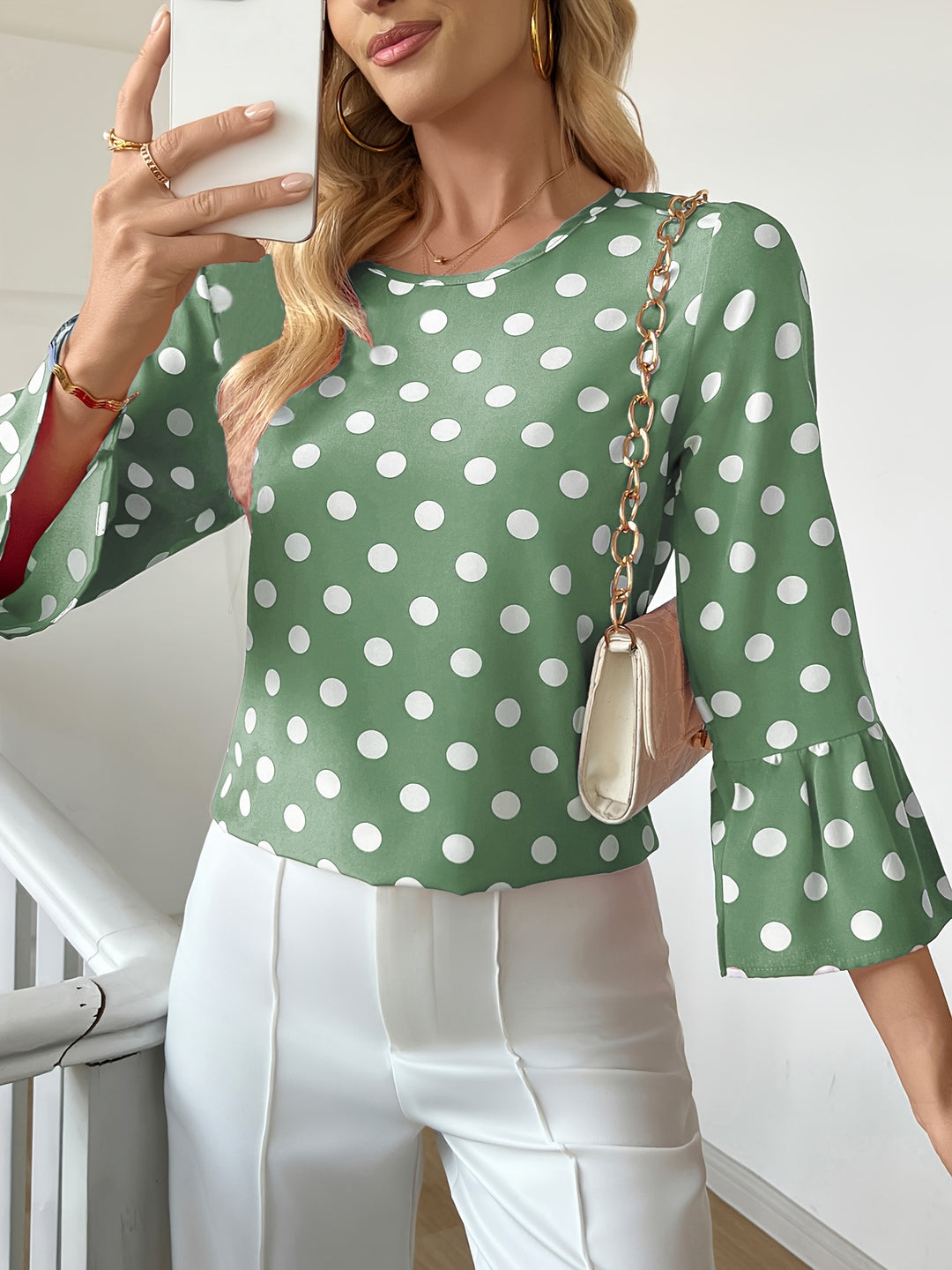 EVELYN™ - Elegant Polka Dot Blouse