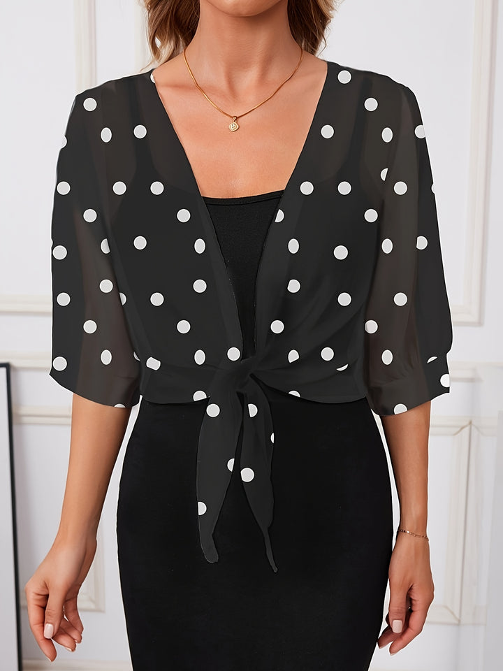 SOPHIA™ - Elegant Polka Dot Tie Blouse