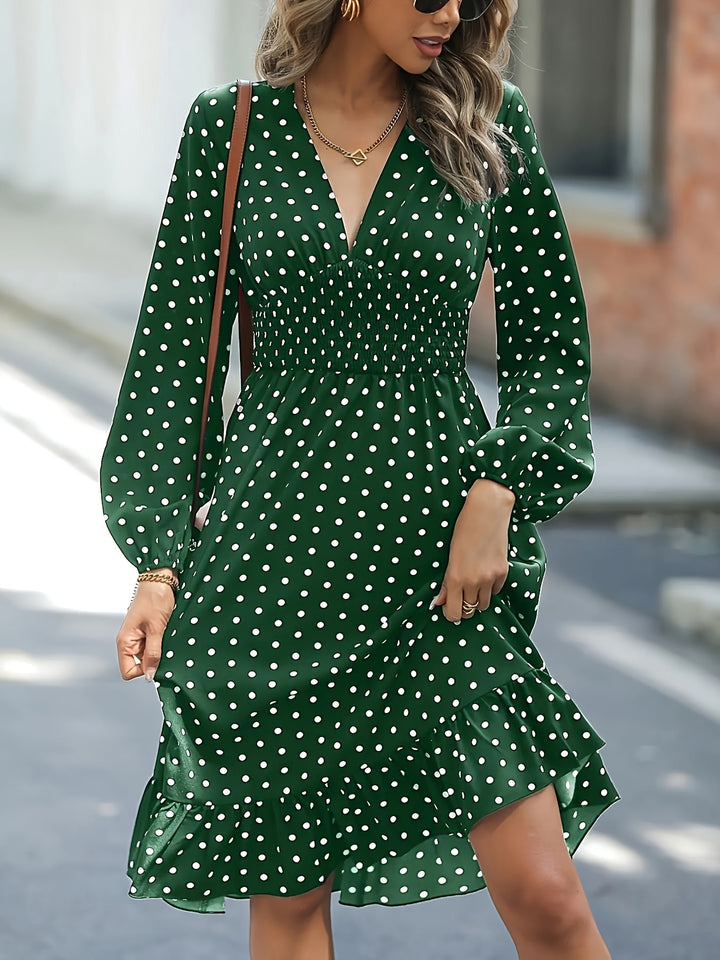 GABRIELLE™ - Elegant Polka Dot Flowing Midi Dress