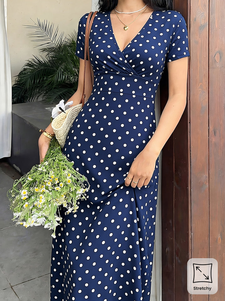 SAVANNAH™ - Elegant Polka Dot Maxi Dress