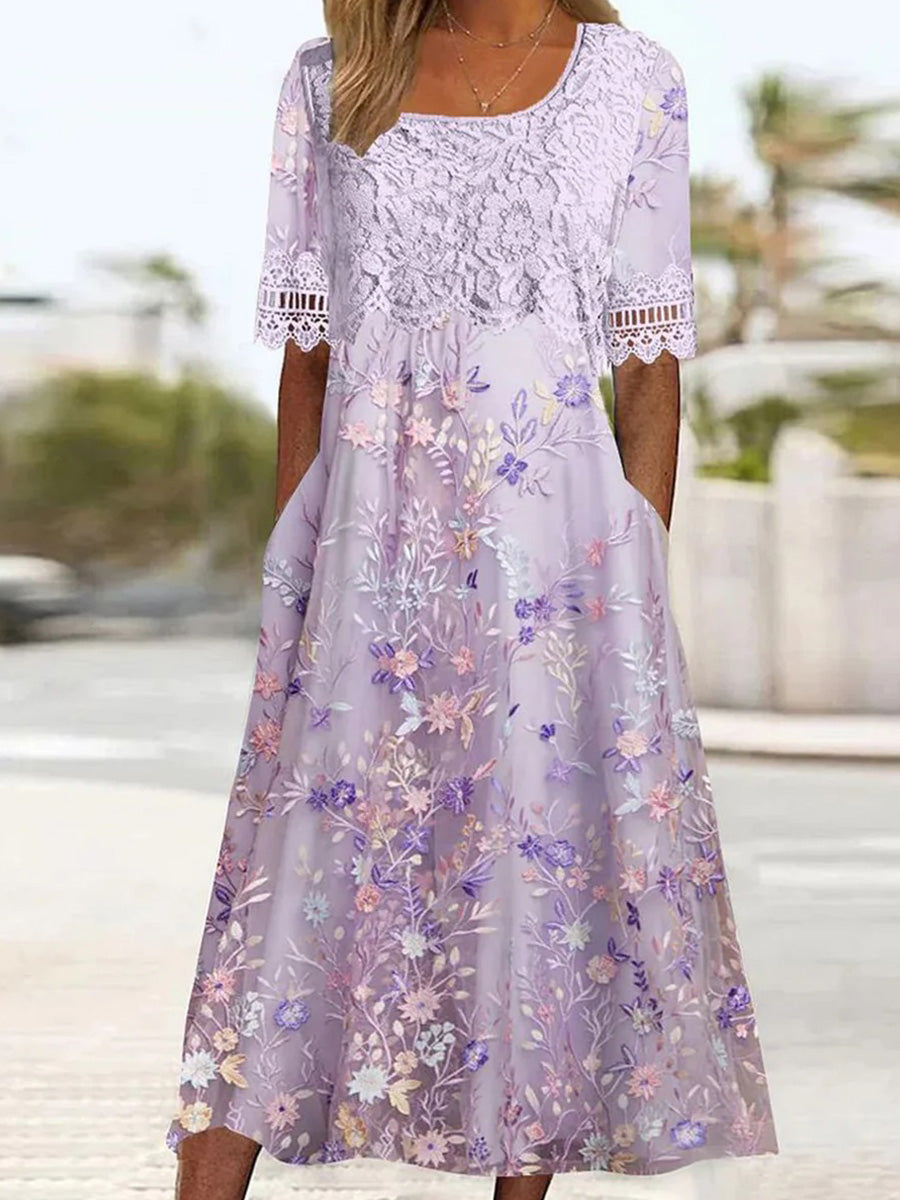 Violet | Pocket Midi Dress in Purple