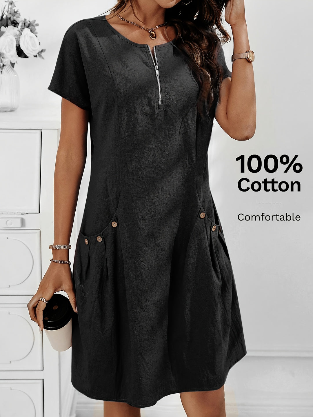 Amara™ | Button Detail Dress