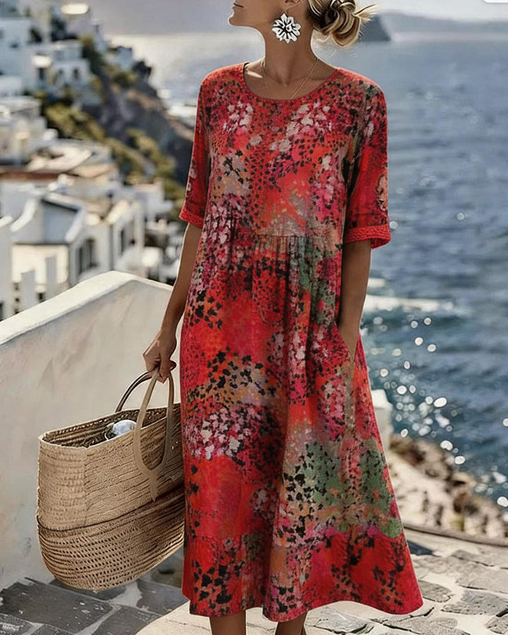 Paula | Floral midi dress, loose and lightweight