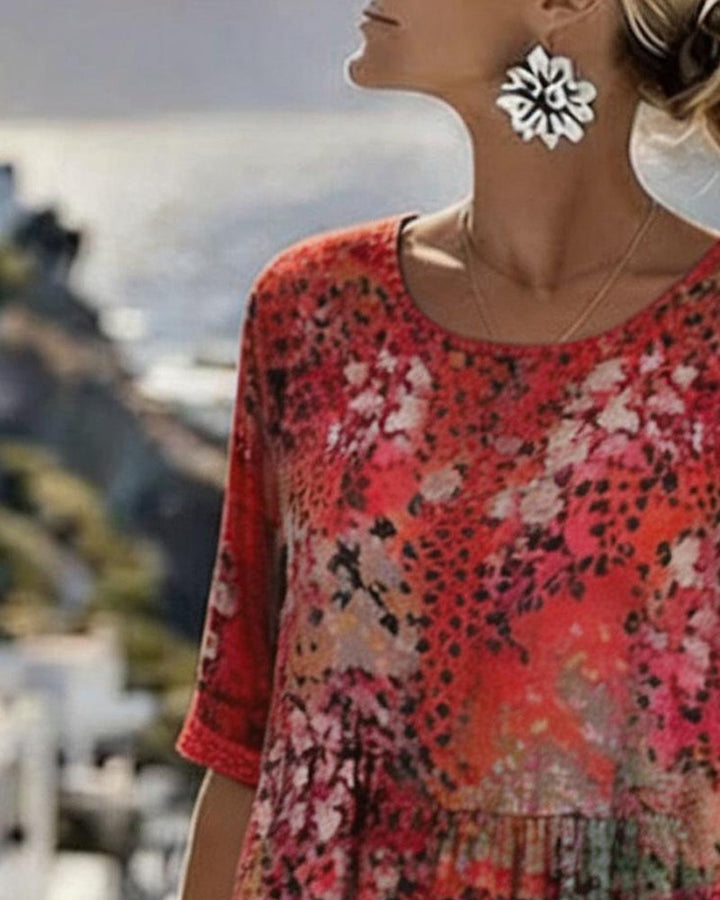 Paula | Floral midi dress, loose and lightweight