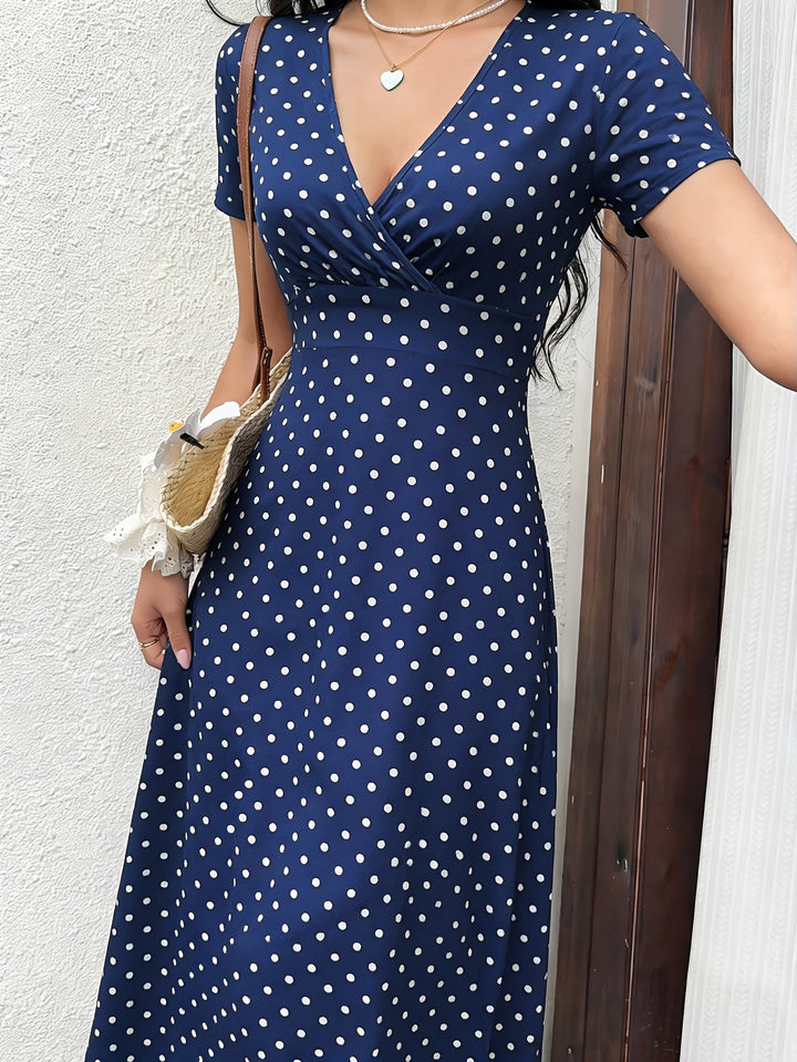SAVANNAH™ - Elegant Polka Dot Maxi Dress