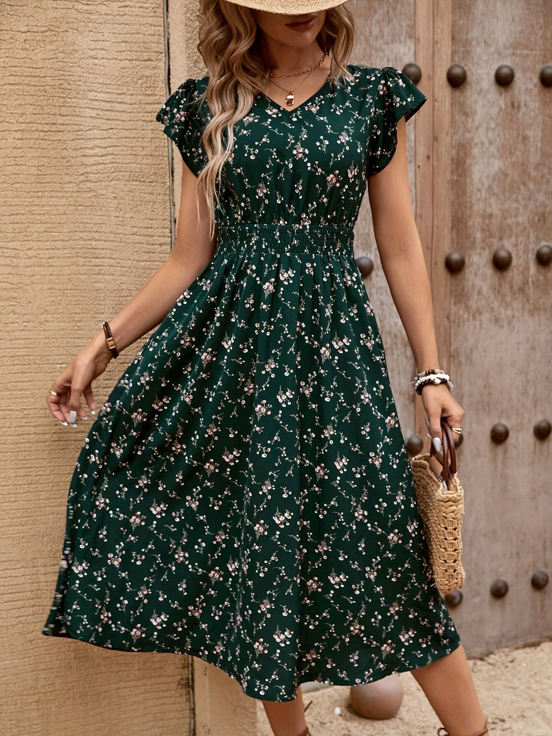 Reva™ - Ruffle Print Midi Dress