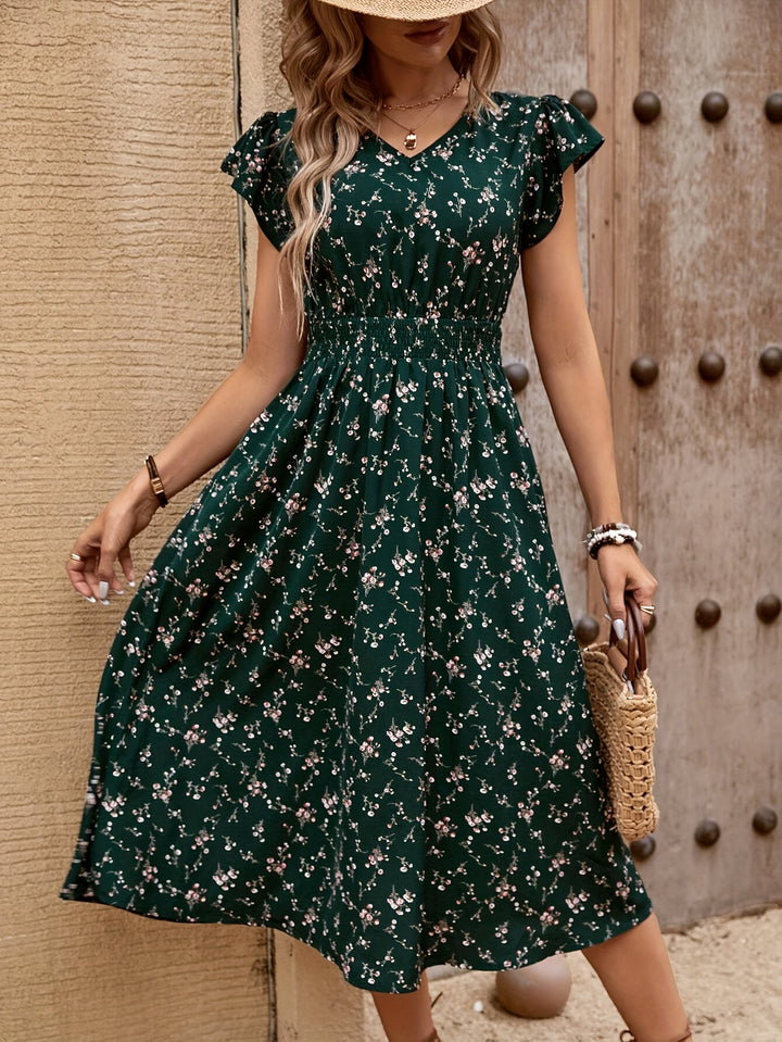 Reva™ - Ruffle Print Midi Dress