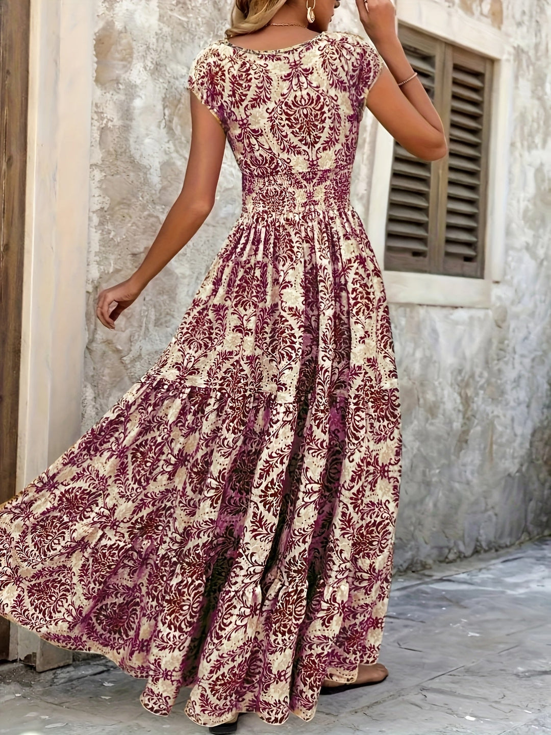 Seraphina – Boho V-Neck Maxi Dress